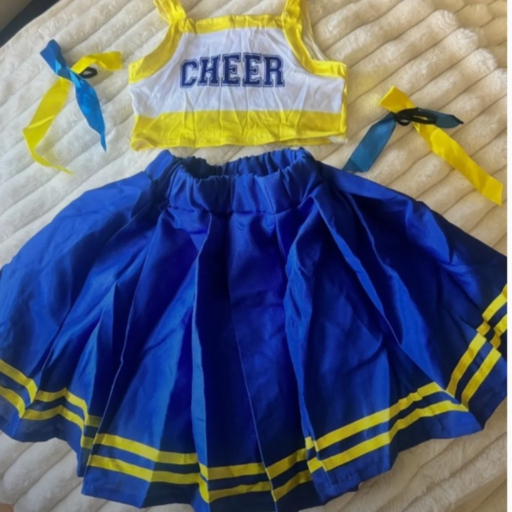 Taylor Swift Look alike Cheerleading 4 pc outfit , Y2k Yellow and Blue Girls Me